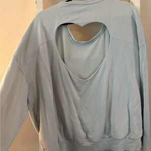 Women’s Light Blue Heart-Back Pullover Sweatshirt